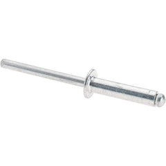 Value Collection - Size 610 Dome Head Aluminum Open End Blind Rivet - Aluminum Mandrel, 0.501" to 5/8" Grip, 3/8" Head Diam, 0.192" to 0.198" Hole Diam, 0.825" Length Under Head, 3/16" Body Diam - Americas Tooling