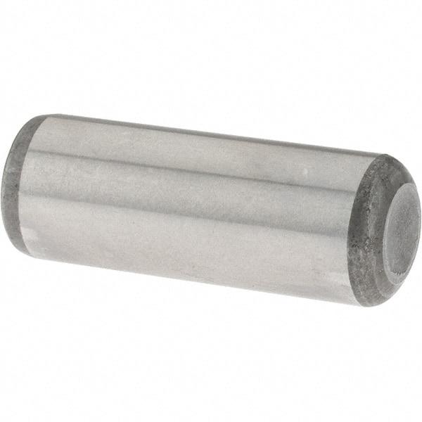 Value Collection - 3/8" Diam x 1" Pin Length Grade 8 Alloy Steel Standard Dowel Pin - C 50-58 Hardness, 28,700 Lb Breaking Strength, 1 Beveled & 1 Rounded End - Americas Tooling