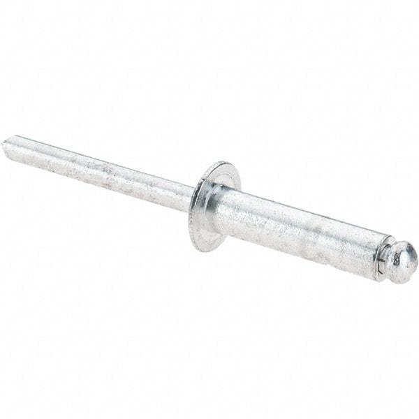 Value Collection - Size 812 Dome Head Aluminum Open End Blind Rivet - Aluminum Mandrel, 0.626" to 3/4" Grip, 1/2" Head Diam, 0.257" to 0.261" Hole Diam, 1" Length Under Head, 1/4" Body Diam - Americas Tooling