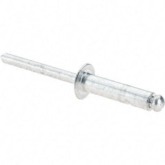 Value Collection - Size 812 Dome Head Aluminum Open End Blind Rivet - Aluminum Mandrel, 0.626" to 3/4" Grip, 1/2" Head Diam, 0.257" to 0.261" Hole Diam, 1" Length Under Head, 1/4" Body Diam - Americas Tooling