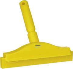 Vikan - 10" Rubber Blade Floor Squeegee - Double Edge, Yellow, Plastic Holder - Americas Tooling