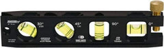 Johnson Level & Tool - Magnetic 6" Long 4 Vial Torpedo Level - Aluminum, Black, 1 30°, 1 45°, 1 Plumb & 1 Level Vial - Americas Tooling