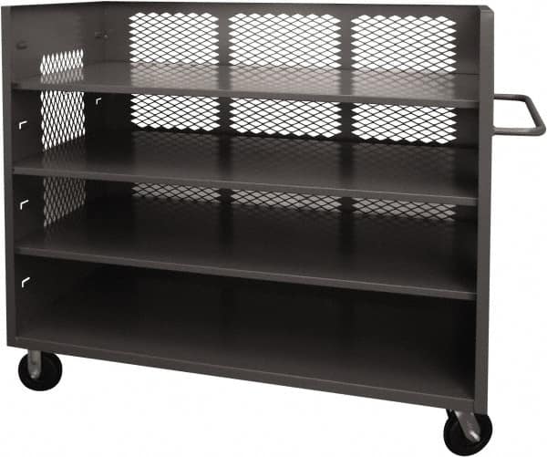 Durham - 2,000 Lb Capacity, 3 Shelf, 3-Sided Steel Truck - 30" Long x 48-1/2" Wide x 56-7/16" High, Phenolic Wheels - Americas Tooling