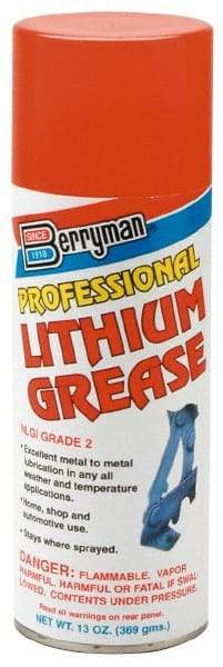 Berryman Products - 11 oz Aerosol Lithium Extreme Pressure Grease - Opaque, Extreme Pressure, 120°F Max Temp, - Americas Tooling