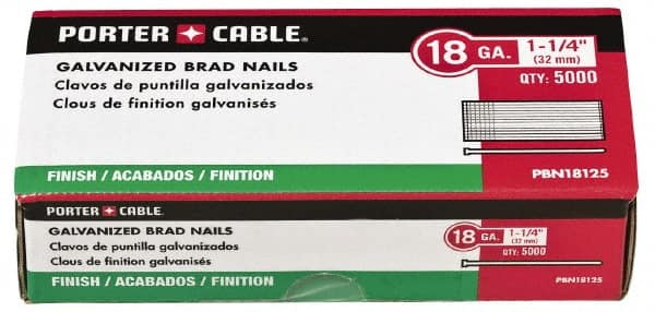 Porter-Cable - 18 Gauge 1-3/4" Long Brad Nails for Power Nailers - Grade 2 Steel, Galvanized Finish, Straight Stick Collation, Brad Head, Chisel Point - Americas Tooling