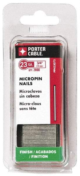 Porter-Cable - 23 Gauge 5/8" Long Pin Nails for Power Nailers - Grade 2 Steel, Galvanized Finish, Straight Stick Collation, Chisel Point - Americas Tooling