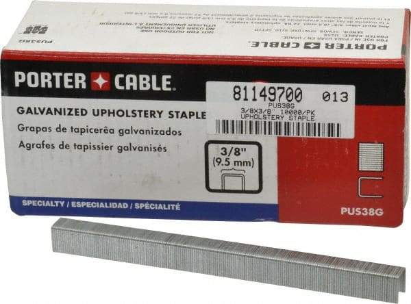 Porter-Cable - 3/8" Long x 3/8" Wide, 22 Gauge Crowned Construction Staple - Grade 2 Steel, Galvanized Finish - Americas Tooling