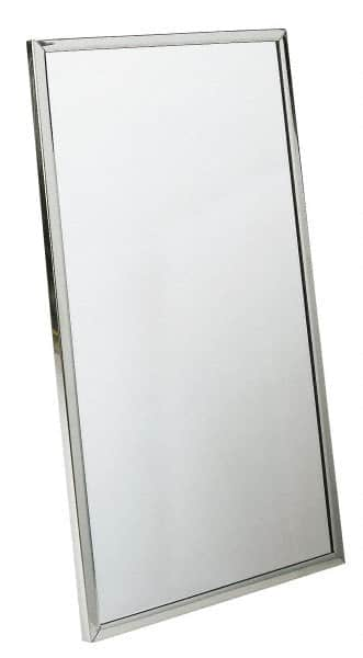 Bradley - 24 Inch Wide x 36 Inch High, Theft Resistant Rectangular Glass Washroom Mirror - Stainless Steel Frame - Americas Tooling