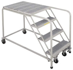 PW Platforms - 40" 4 Step Platform - Rolling Work Platform, 500 Lb Capacity, 40" Platform Height, 32" Base Width x 53" Base Depth, Perforated Tread - Americas Tooling