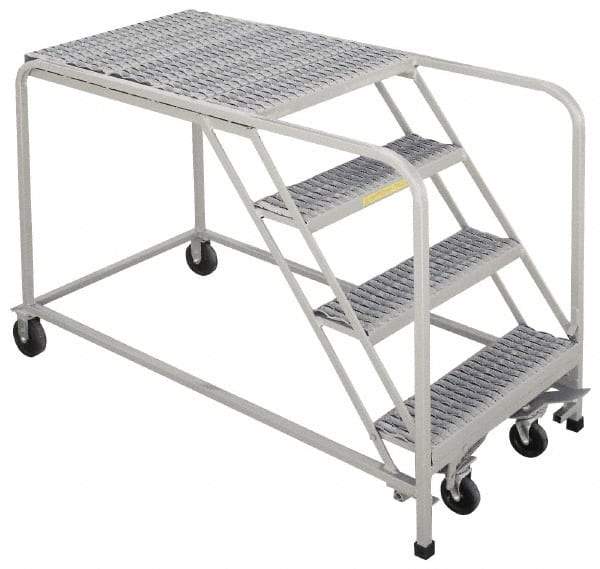 PW Platforms - 30" 3 Step Platform - Rolling Work Platform, 500 Lb Capacity, 30" Platform Height, 26" Base Width x 40" Base Depth, Perforated Tread - Americas Tooling