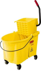 Rubbermaid - 44 Qt Plastic Bucket & Wringer - 26.3333" Long x 38-1/8" High x 18-1/8" Wide, Yellow - Americas Tooling