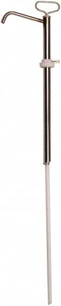 Value Collection - 3/4" Outlet, Stainless Steel Hand Operated Drum Pump - 8 oz per Stroke, 45" OAL, For Solvents, Acids & Other Corrosive Chemicals - Americas Tooling