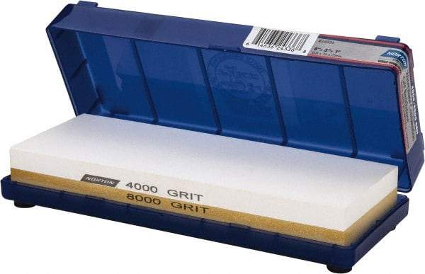 Norton - 8" Long x 3" Wide x 1" Thick, Sharpening Stone - Rectangle, 4000/8000 Grit, Ultra Fine Grade - Americas Tooling