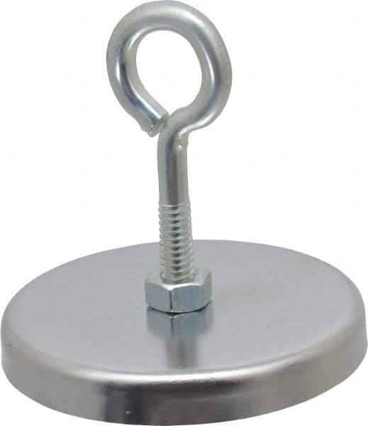 Mag-Mate - 41 Lb Max Pull Force, 3/8" Overall Height, 2.63" Diam, Ceramic Cup Magnet - Loop Style, Chrome Plated - Americas Tooling