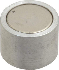 Mag-Mate - 10-24 Thread, 5/8" Diam, 1/2" High, 2.18 Lb Average Pull Force, Neodymium Rare Earth Pot Magnet - 1/4" Tapped Hole Depth, Nickel Plated, Aluminum Insulated - Americas Tooling