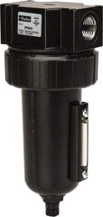 Parker - 1/2" Port, 7.67" High x 3.24" Wide Standard Filter with Metal Bowl, Manual Drain - 130 SCFM, 250 Max psi, 175°F Max Temp, Sight Glass Included, Modular Connection, 7.2 oz Bowl Capacity - Americas Tooling