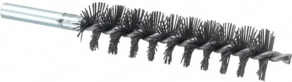 Schaefer Brush - 4" Brush Length, 1" Diam, Single Stem, Single Spiral Tube Brush - 6-1/4" Long, Silicone Carbide Impregnated Nylon, 12-24 Female Connection - Americas Tooling