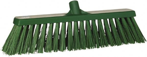 Vikan - 19" Heavy Duty Synthetic Push Broom - 2" Bristle Length, Plastic Block, European Threaded Handle Connection - Americas Tooling