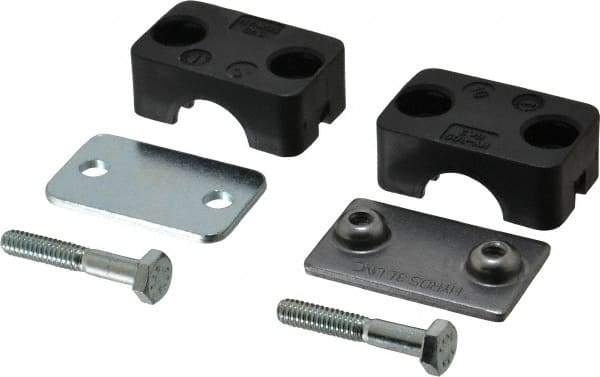 HYDAC - 1.97" Wide x 1.69" High x 1.18" Deep, Polypropylene Standard Duty Vibration-Control Clamp - Carbon Steel Plate, For 1/2" Pipe, Mount with Weld Plate, Top Plate, Plastic Clamp Pair, Bolts - Americas Tooling