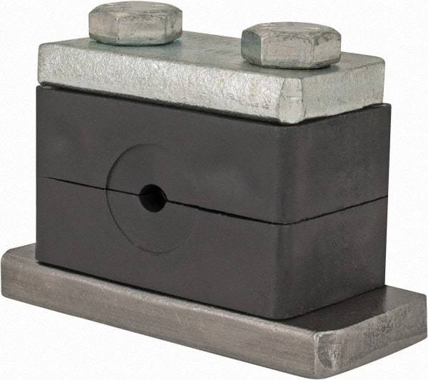 HYDAC - 2.87" Wide x 1.89" High x 1.18" Deep, Polypropylene Heavy Duty Vibration-Control Clamp - Carbon Steel Plate, Mount with Weld Plate, Top Plate, Plastic Clamp Pair, Bolts - Americas Tooling