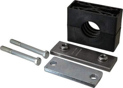 HYDAC - 5.51" Wide x 4.33" High x 1.77" Deep, Polypropylene Heavy Duty Vibration-Control Clamp - Carbon Steel Plate, Mount with Weld Plate, Top Plate, Plastic Clamp Pair, Bolts - Americas Tooling