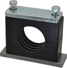 HYDAC - 5.51" Wide x 4.33" High x 1.77" Deep, Polypropylene Heavy Duty Vibration-Control Clamp - Carbon Steel Plate, For 2" Pipe, Mount with Weld Plate, Top Plate, Plastic Clamp Pair, Bolts - Americas Tooling