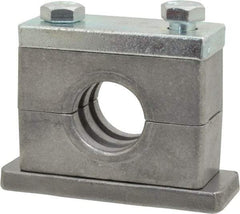 HYDAC - 3.35" Wide x 2.52" High x 1.18" Deep, Aluminum Heavy Duty Vibration-Control Clamp - Carbon Steel Plate, For 3/4" Pipe, Mount with Weld Plate, Top Plate, Plastic Clamp Pair, Bolts - Americas Tooling