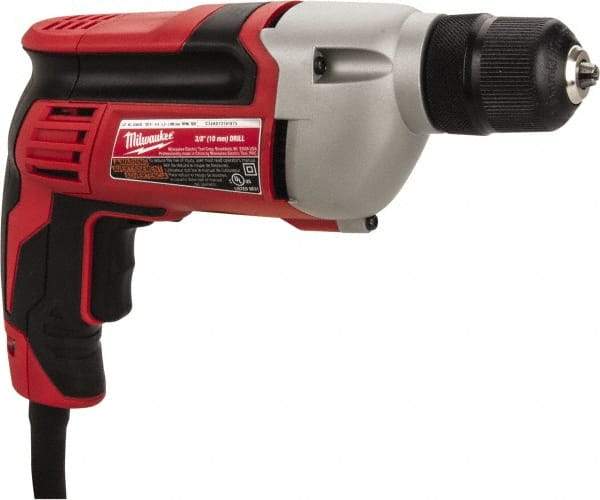 Milwaukee Tool - 3/8" Keyless Chuck, 2,800 RPM, Pistol Grip Handle Electric Drill - 8 Amps, 120 Volts, Reversible, Includes 3/8" Drill & Side Handle - Americas Tooling