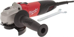 Milwaukee Tool - 4-1/2" Wheel Diam, 11,000 RPM, Corded Angle & Disc Grinder - 5/8-11 Spindle, 120 Volts, 7 Amps, Front Exhaust - Americas Tooling