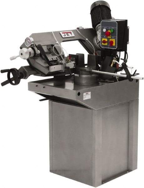 Jet - 7 x 7" Max Capacity, Manual Step Pulley Horizontal Bandsaw - 137 to 275 SFPM Blade Speed, 230 Volts, 45°, 3 Phase - Americas Tooling