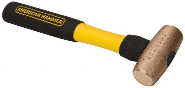 American Hammer - 2 Lb Head Nonsparking Mallet - 12" OAL, 11" Long Fiberglass Handle - Americas Tooling