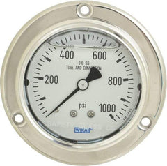 Wika - 2-1/2" Dial, 1/4 Thread, 0-1,000 Scale Range, Pressure Gauge - Lower Back Connection Mount, Accurate to 2-1-2% of Scale - Americas Tooling