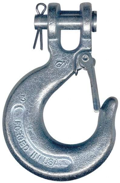 CM - 7/16 Inch Chain Diameter, Grade 43 Clevis Hook - 7,200 Lbs. Load Capacity, 0.58 Inch Inside Diameter, 1/2 Inch Pin Diameter, 1.02 Inch Hook Throat, 5.56 Inch Overall Length, 3.91 Inch Hook Width - Americas Tooling