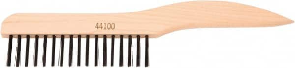 Weiler - 1 Rows x 17 Columns Steel Scratch Brush - 5" Brush Length, 10" OAL, 1-1/16" Trim Length, Wood Shoe Handle - Americas Tooling
