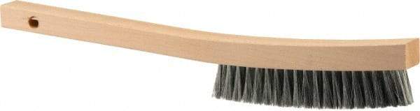 Weiler - 3 Rows x 19 Columns Steel Plater Brush - 5-1/2" Brush Length, 13" OAL, 1" Trim Length, Wood Curved Handle - Americas Tooling