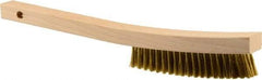 Weiler - 3 Rows x 19 Columns Brass Plater Brush - 5-1/2" Brush Length, 13" OAL, 1" Trim Length, Wood Curved Handle - Americas Tooling