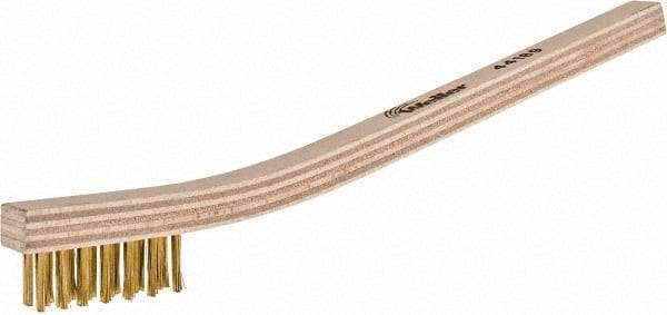 Weiler - 3 Rows x 7 Columns Brass Scratch Brush - 7-1/2" OAL, 1/2" Trim Length, Wood Toothbrush Handle - Americas Tooling