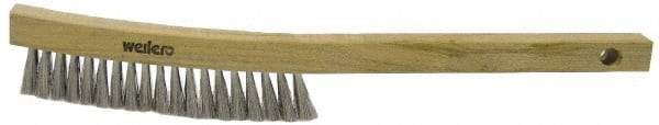 Weiler - 4 Rows x 18 Columns Stainless Steel Plater Brush - 5" Brush Length, 10" OAL, 1" Trim Length, Wood Shoe Handle - Americas Tooling
