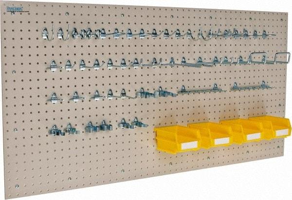 Triton - 48" Wide x 24" High Storage Peg Board, Hooks & Spacers - 2 Panels, 44 Hooks, Polypropylene Board, Steel Hooks, White - Americas Tooling