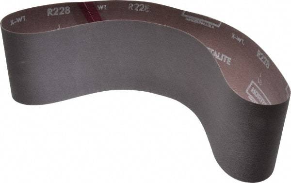 Norton - 4" Wide x 36" OAL, 240 Grit, Aluminum Oxide Abrasive Belt - Aluminum Oxide, Very Fine, Coated, Series R228 - Americas Tooling