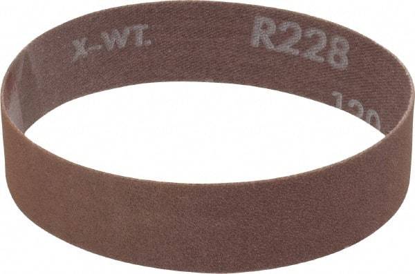 Norton - 1" Wide x 12" OAL, 120 Grit, Aluminum Oxide Abrasive Belt - Aluminum Oxide, Fine, Coated, Series R228 - Americas Tooling