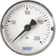 Wika - 2" Dial, 1/4 Thread, 0-200 Scale Range, Pressure Gauge - Center Back Connection Mount, Accurate to 3-2-3% of Scale - Americas Tooling