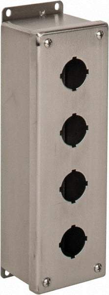 nVent Hoffman - 4 Hole, 1.2 Inch Hole Diameter, Stainless Steel Pushbutton Switch Enclosure - 11-1/4 Inch High x 3.47 Inch Wide x 2-3/4 Inch Deep, 12, 13, 4X NEMA Rated - Americas Tooling