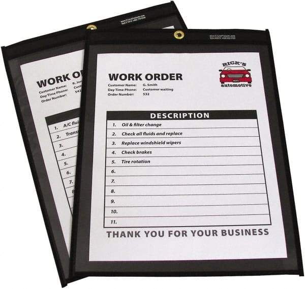 C-LINE - 25 Piece Clear Stitched Shop Ticket Holder - 12" High x 9" Wide - Americas Tooling