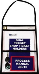 C-LINE - 15 Piece Clear Dual Pocket Stitched Hanging Shop Ticket Holder - 12" High x 9" Wide - Americas Tooling