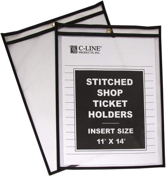 C-LINE - 25 Piece Clear Stitched Shop Ticket Holder - 17" High x 11" Wide - Americas Tooling