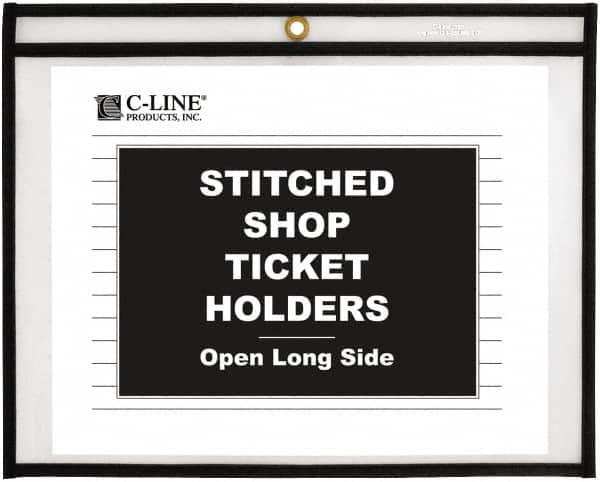 C-LINE - 25 Piece Clear Stitched Shop Ticket Holder-Open Long Side - 12" High x 9" Wide - Americas Tooling