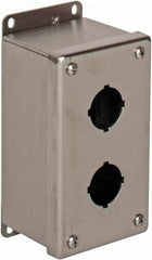 nVent Hoffman - 2 Hole, 1.2 Inch Hole Diameter, Stainless Steel Pushbutton Switch Enclosure - 6-3/4 Inch High x 3.47 Inch Wide x 2-3/4 Inch Deep, 12, 13, 4X NEMA Rated - Americas Tooling