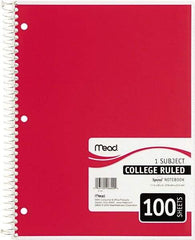 Mead - 100 Sheet, 8-1/2 x 11", College Ruled Spiral Bound Notebook - Red - Americas Tooling