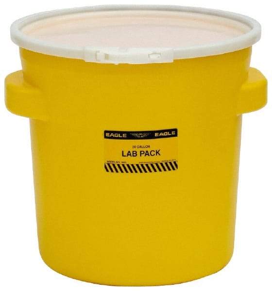 Eagle - 20 Gallon Capacity, Plastic Lever Lock, Yellow Lab Pack - 5 Gallon Container, Polyethylene, 88 Lb. Capacity, UN 1H2/X40/S Listing - Americas Tooling